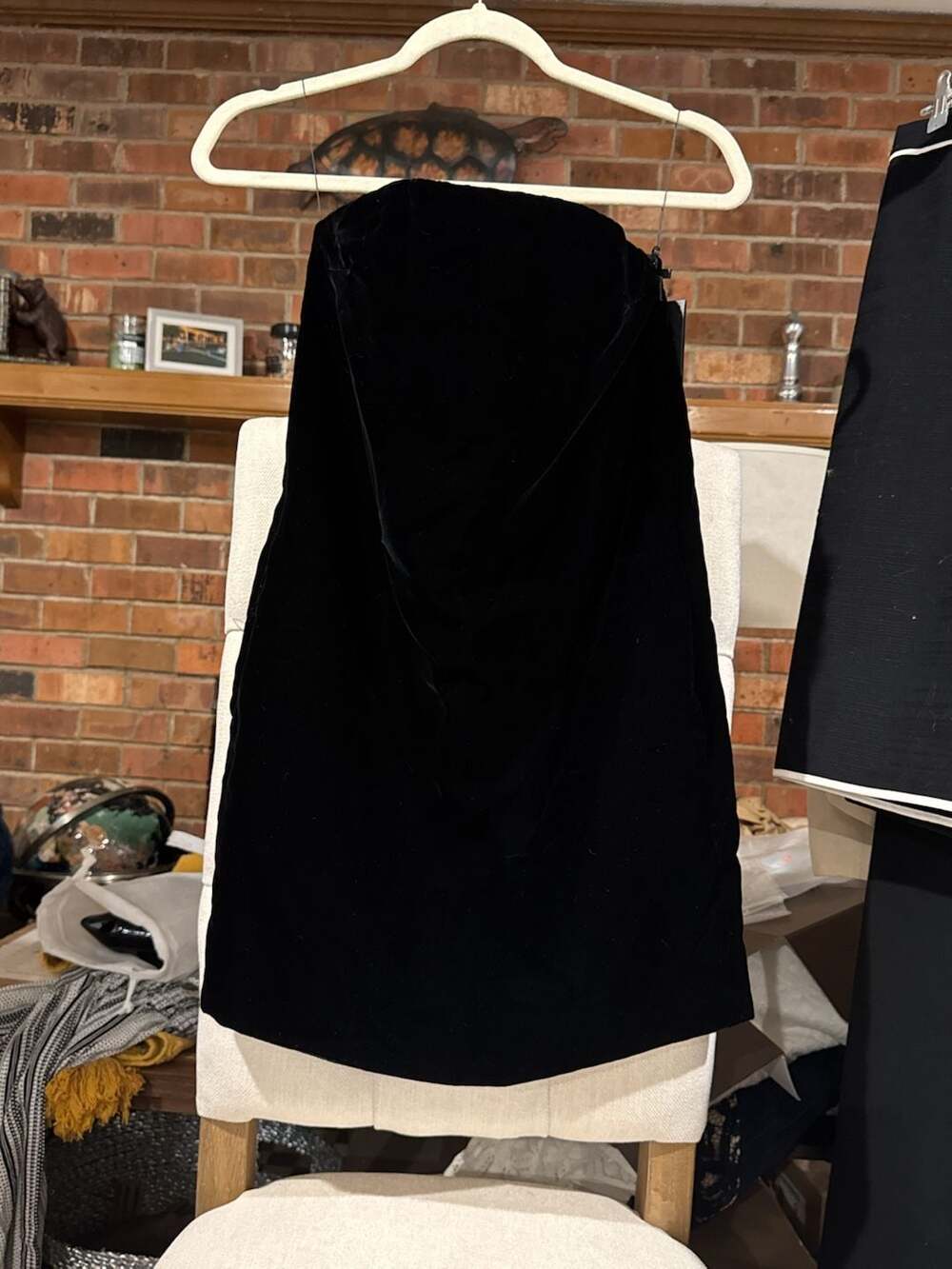 Saint Laurent Black Velvet Strapless Mini Dress
